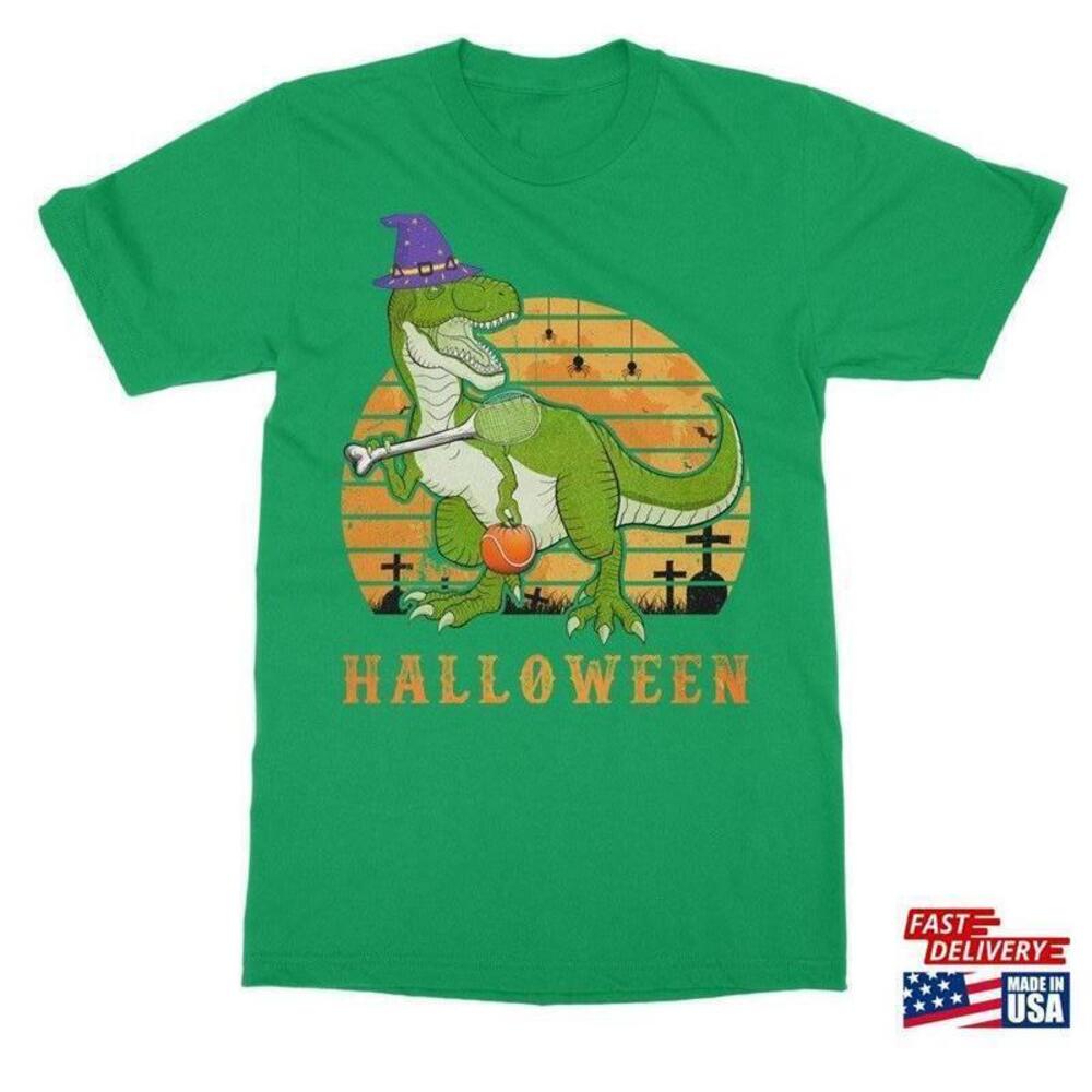 Happy Halloween Tennis Saurus Pumpkin Dinosaur Graphic T-Shirt